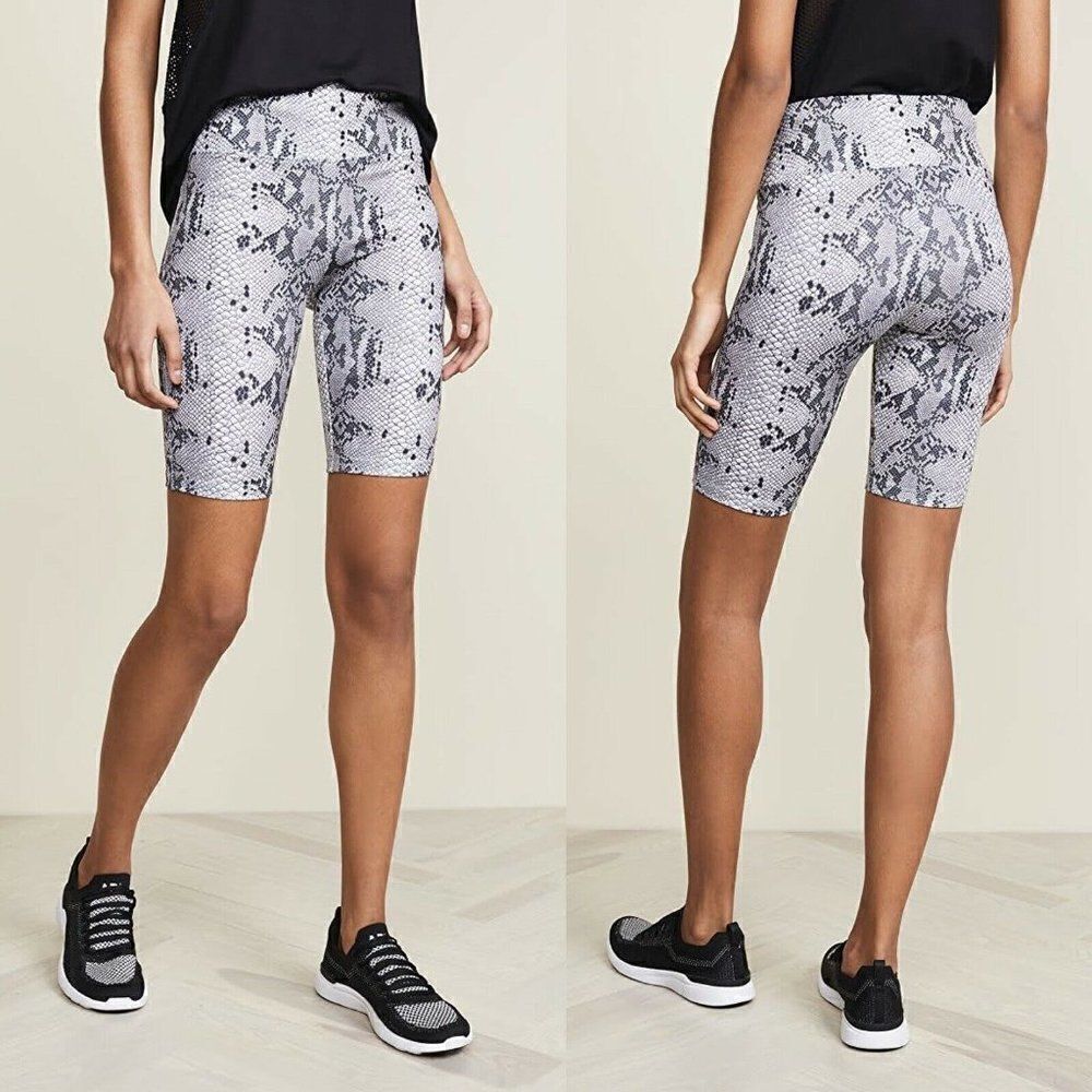 David Lerner Bike Shorts Women Small Black Snake Print Bermuda NEW